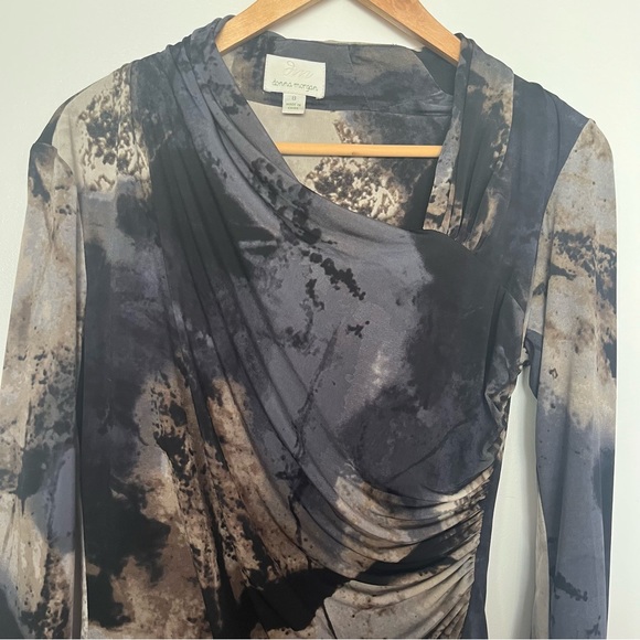 DONNA MORGAN | Asymmetrical Splash Print Midi Dress Sz 8 US - Picture 4 of 6